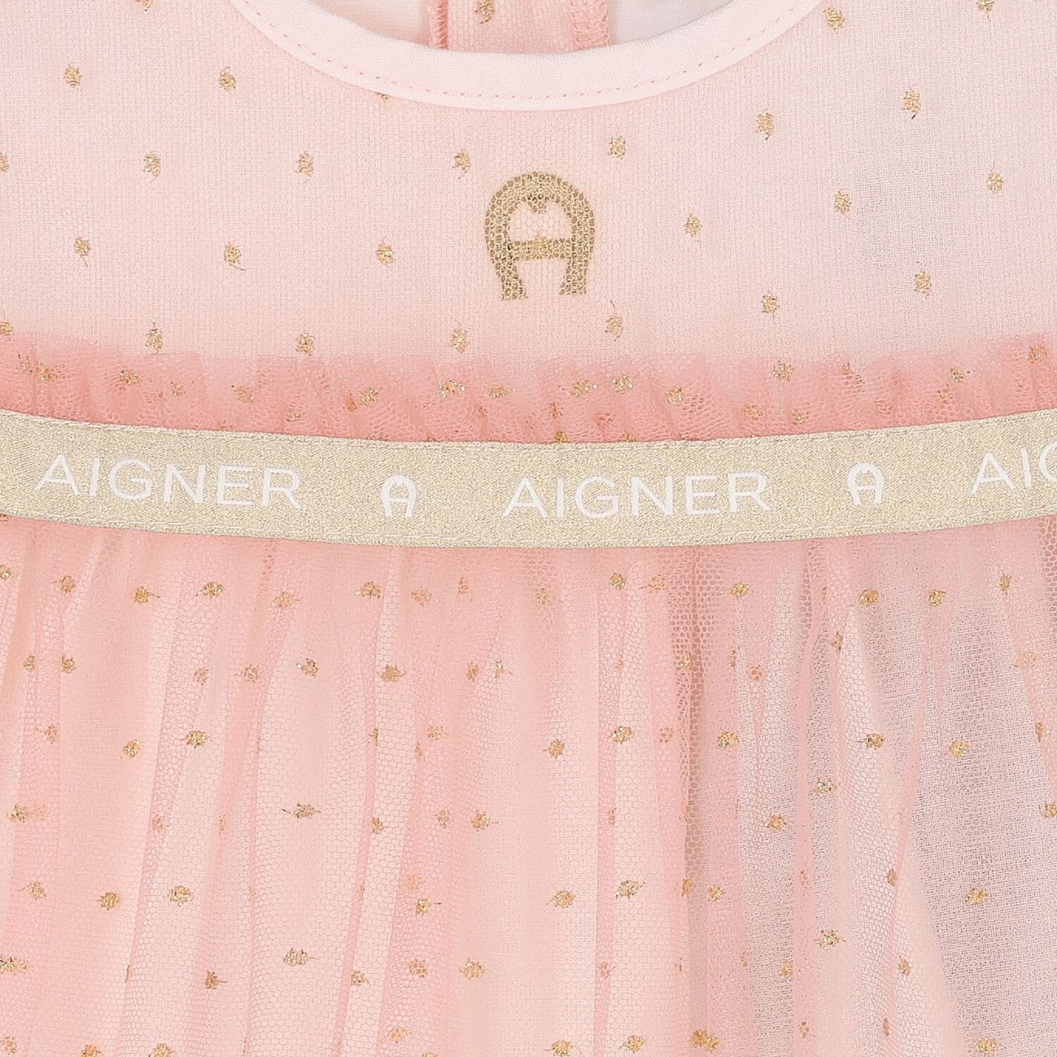 Younger Girls Pink Logo Tulle Dress, 1, hi-res