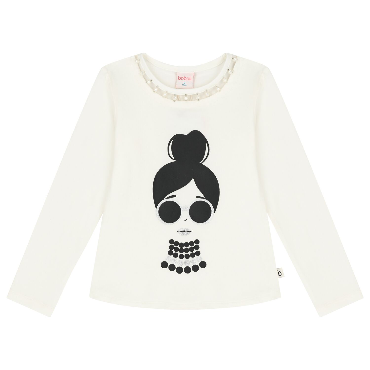 Girls Ivory Long Sleeve Top, 1, hi-res image number null