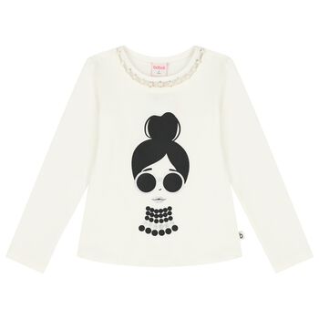 Girls Ivory Long Sleeve Top