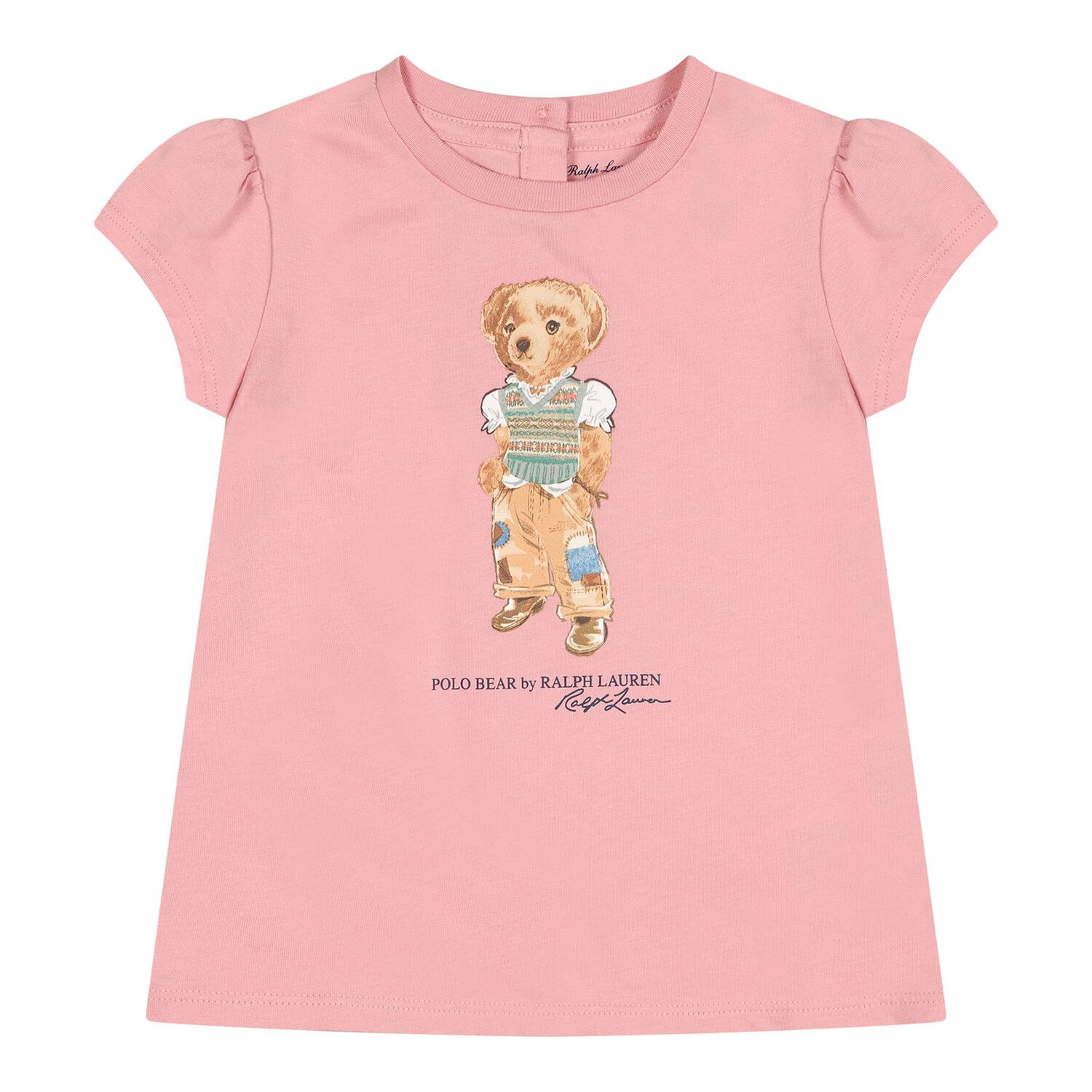 Baby Girls Pink Polo Bear Shorts Set, 1, hi-res