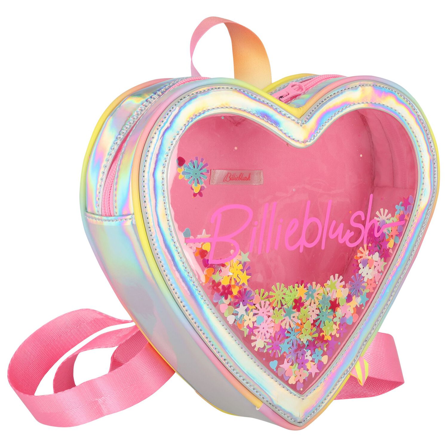 Girls Iridescent Heart Backpack, 1, hi-res