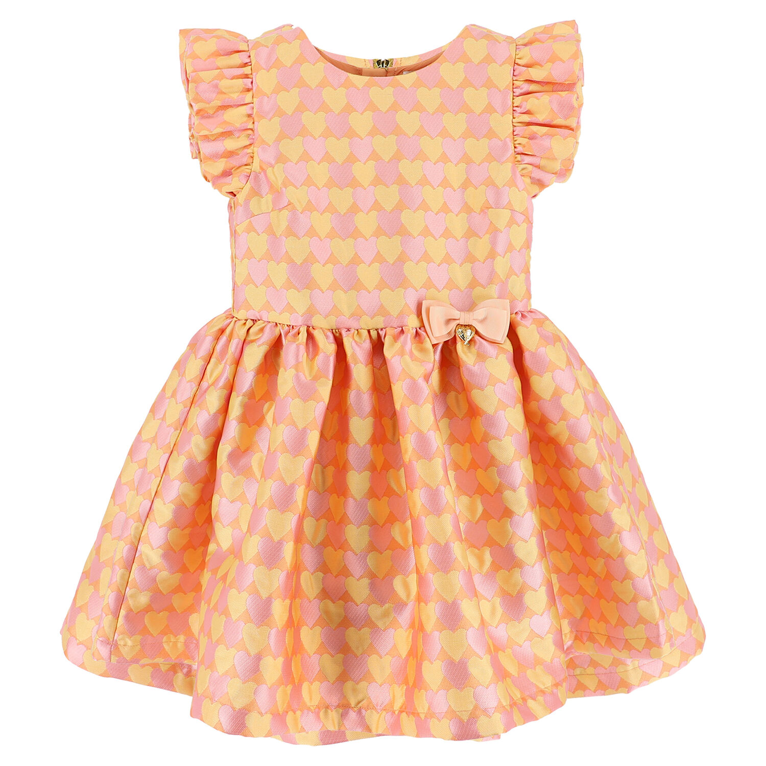 Girls Apricot Heart Dress, 4, hi-res