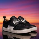 Boys Black Logo Trainers, 1, hi-res