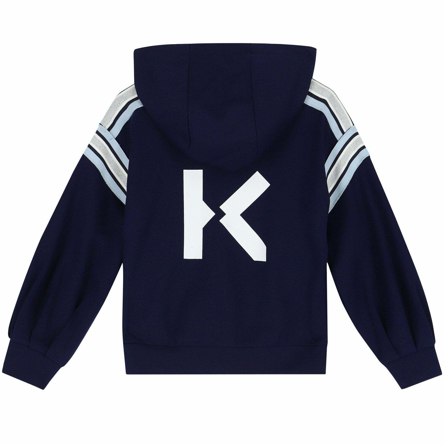 Girls Navy Logo Zip Up Top, 1, hi-res