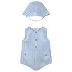 Baby Boys Blue & White Striped Bodysuit Set, 1, hi-res