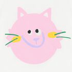 Younger Girls White & Pink Cat T-Shirt, 1, hi-res