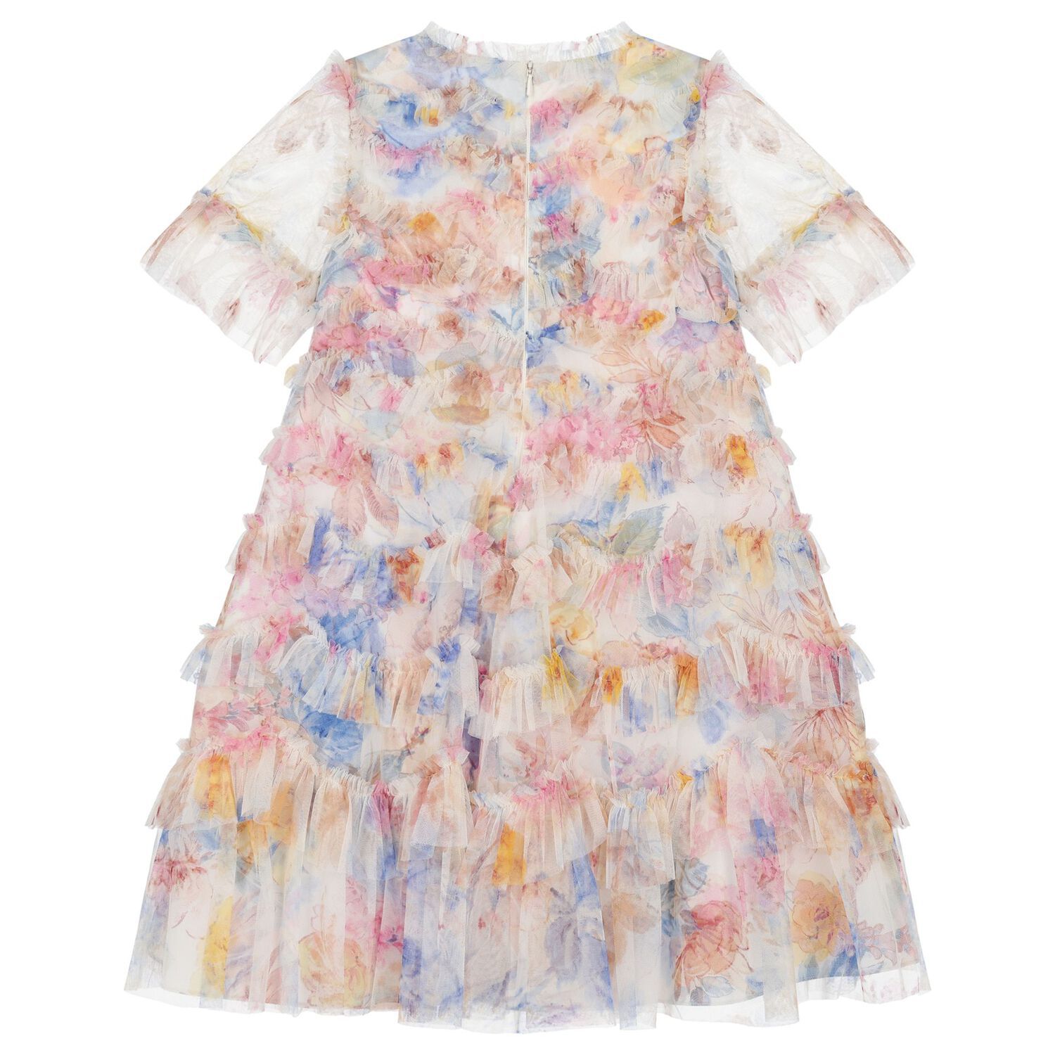 Girls Multi-coloured Ruffe Tulle Dress, 1, hi-res image number null