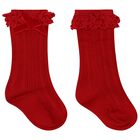 Baby Girls Red Lace Socks, 1, hi-res