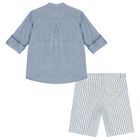 Boys Blue & Ivory Shorts Set, 1, hi-res