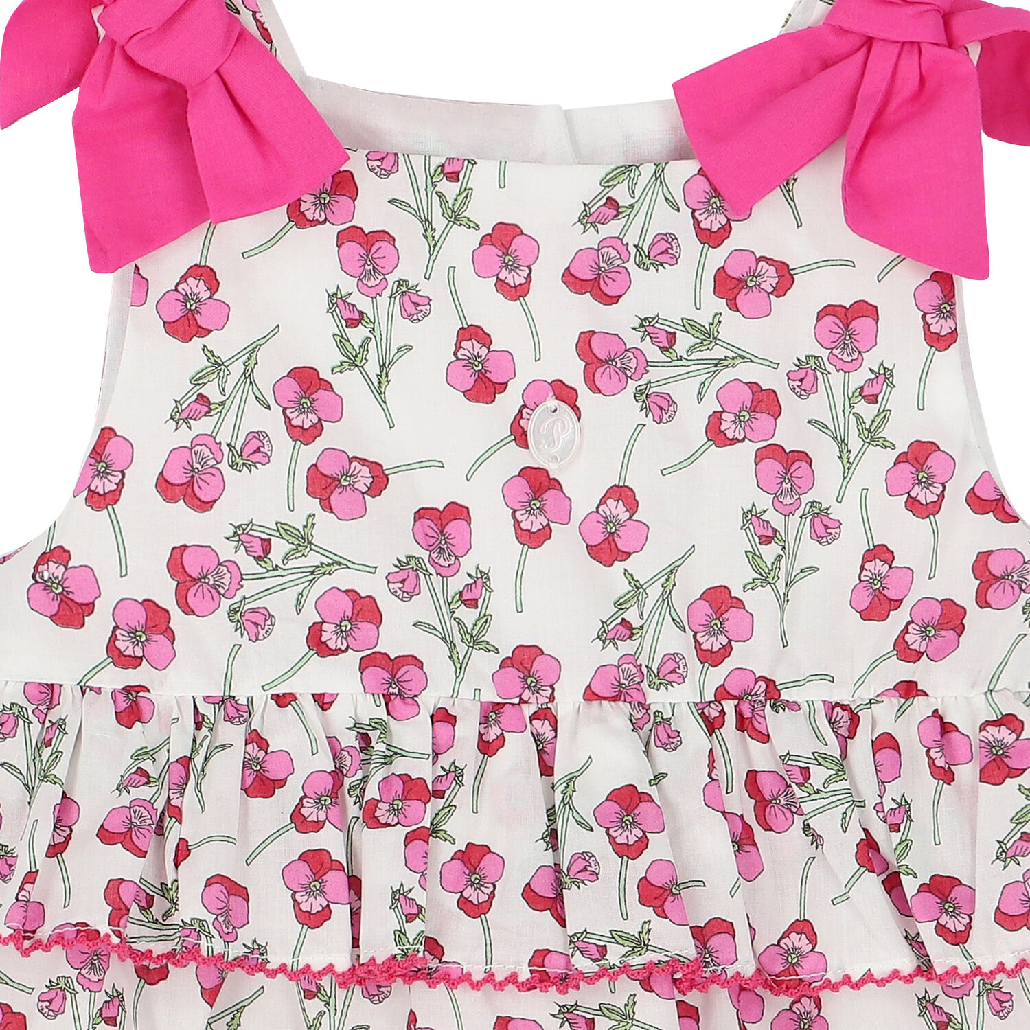 Baby Girls White & Pink Floral Romper, 1, hi-res