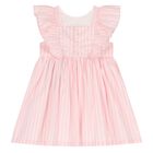 Younger Girls Pink Logo Striped Dress, 1, hi-res