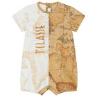 Beige Logo Geo Map Romper, 1, hi-res