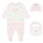 Baby Girls White & Pink Logo Babygrow Gift Set, 1, hi-res
