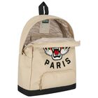 Beige Tiger Logo Backpack, 1, hi-res