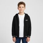Boys Black Logo Hooded Zip Up Top, 1, hi-res