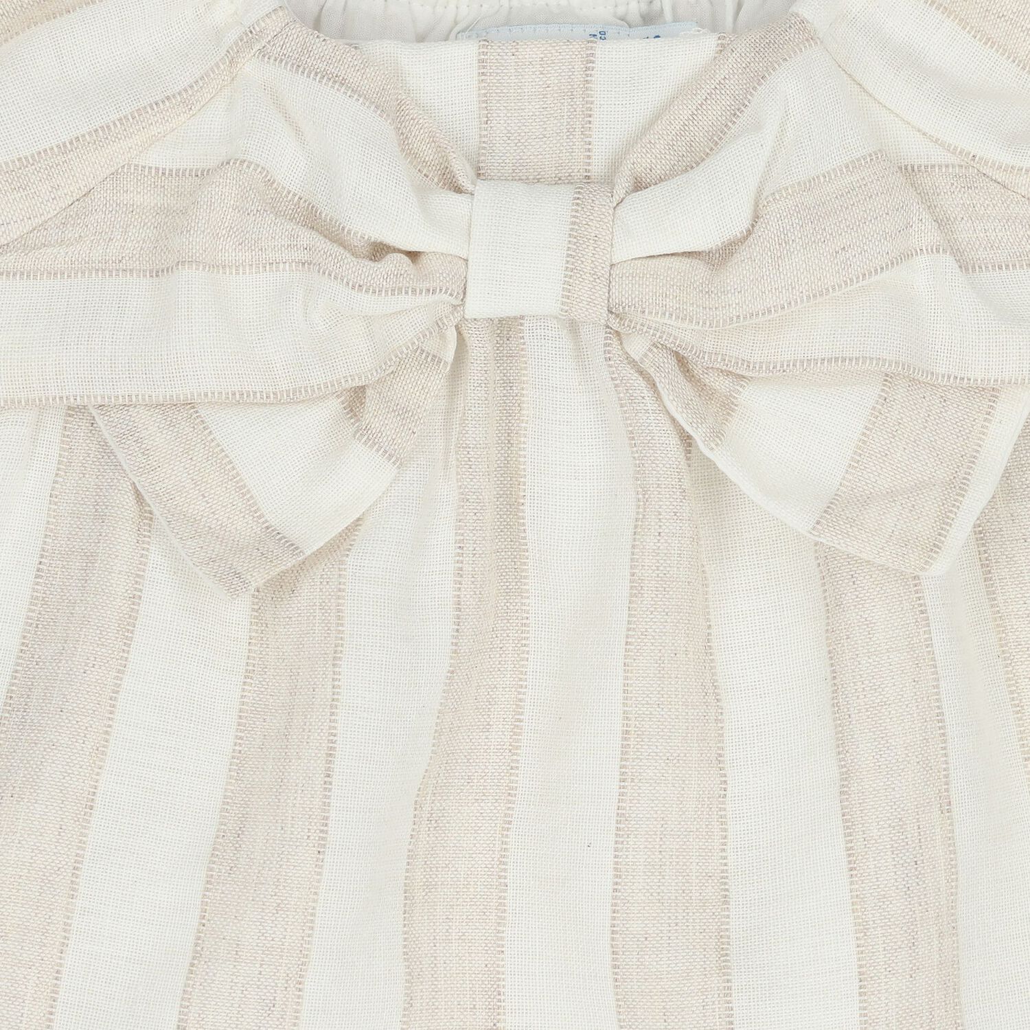 Younger Girls Beige & White Striped Shorts Set, 1, hi-res