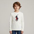 Boys Ivory Logo Long Sleeve Top, 2, hi-res