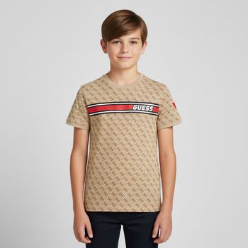 Boys Beige Logo T-Shirt
