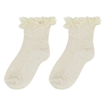 Baby Girls Beige & Gold Lace Socks