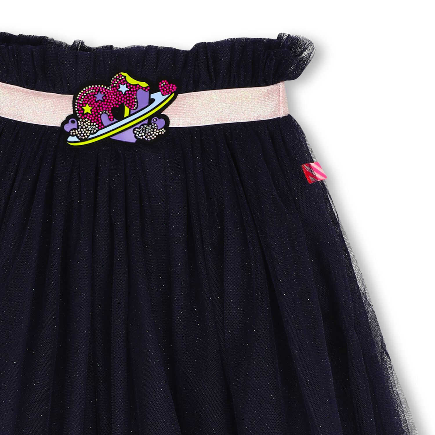 Girls Navy Blue Glitter Tulle Skirt, 1, hi-res