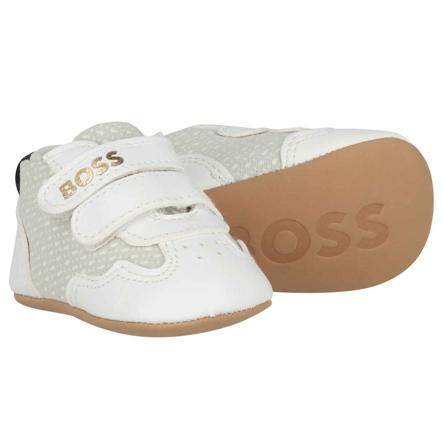 Baby Boys Ivory Logo Pre Walker Shoes, 1, hi-res