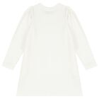 Girls Ivory Teddy Bear Logo Dress, 1, hi-res