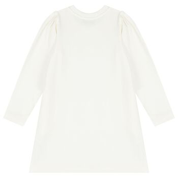 Girls Ivory Teddy Bear Logo Dress