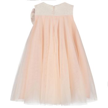 Girls Pink Glittery Bow Tulle Dress