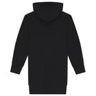 Girls Black Logo Hooded Dress, 2, hi-res