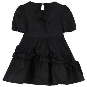 Girls Black Logo Poplin Dress