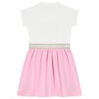 Girls White & Pink Logo Dress, 2, hi-res