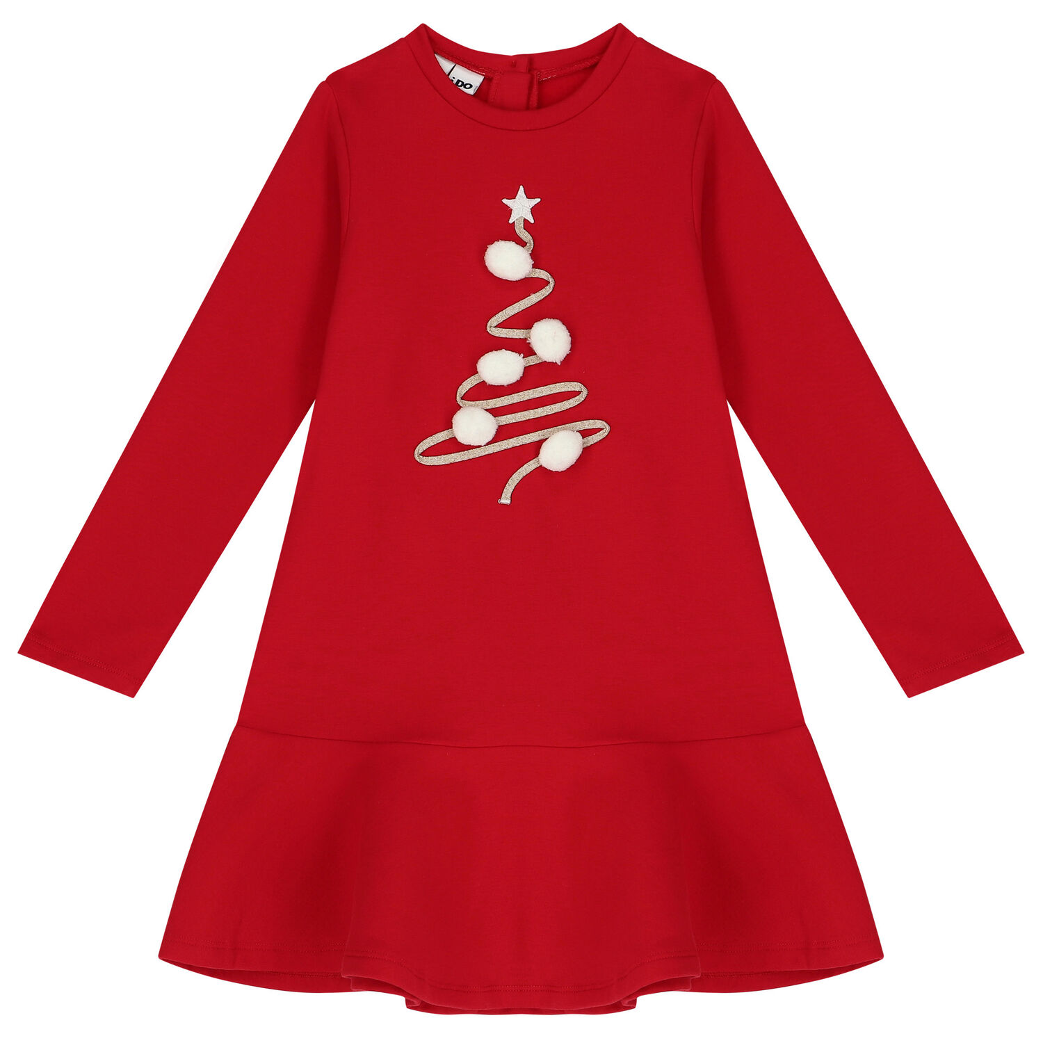 Girls Red Christmas Tree Dress, 1, hi-res