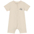 Beige Logo Romper, 1, hi-res