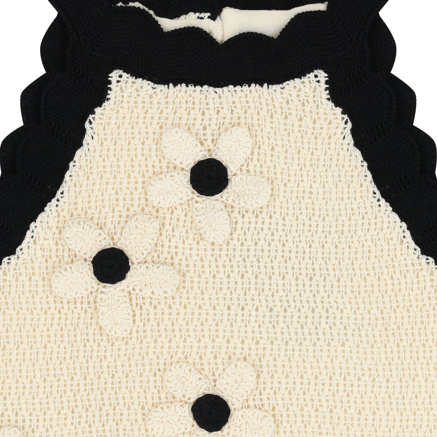 Girls Beige & Black Flower Knitted Top, 1, hi-res