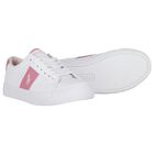 Girls White & Pink Logo Trainers, 1, hi-res