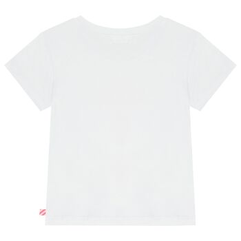 Girls White Sequin Flamingo T-Shirt 