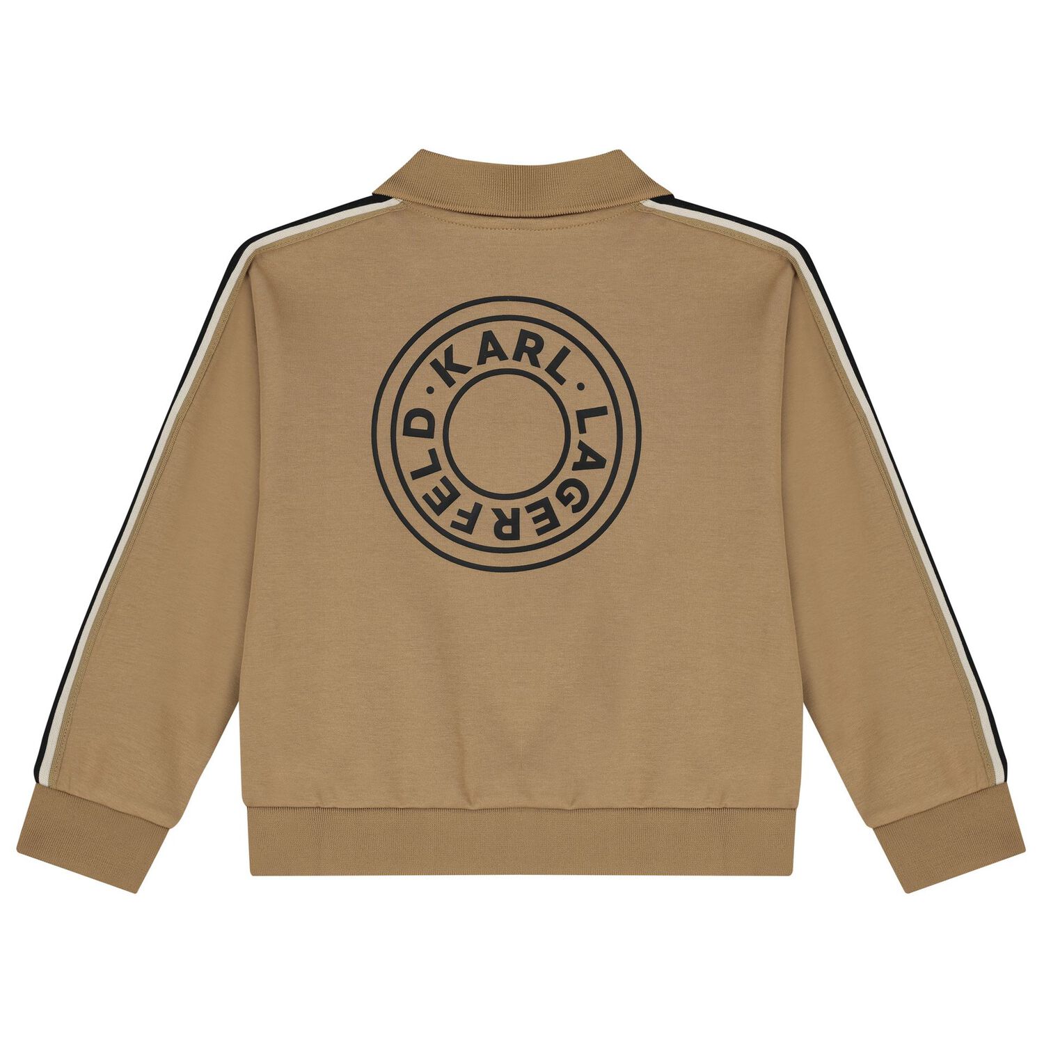 Boys Beige Logo Zip Up Top, 1, hi-res image number null