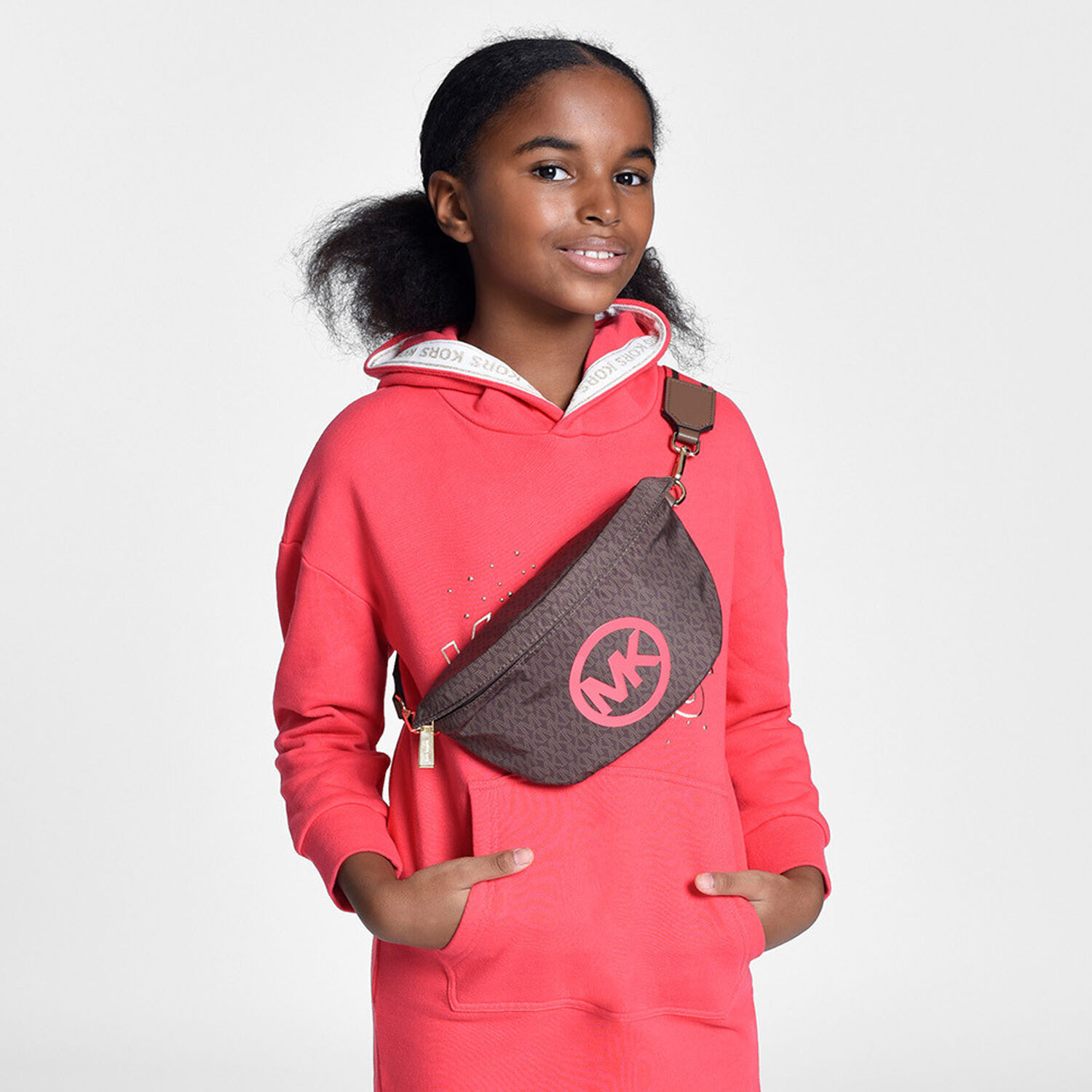 Girls Brown Logo Belt Bag, 1, hi-res