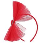Girls Red Tulle Bow Headband, 1, hi-res