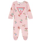 Baby Girls Pink Logo Teddy Bear Babygrow, 2, hi-res
