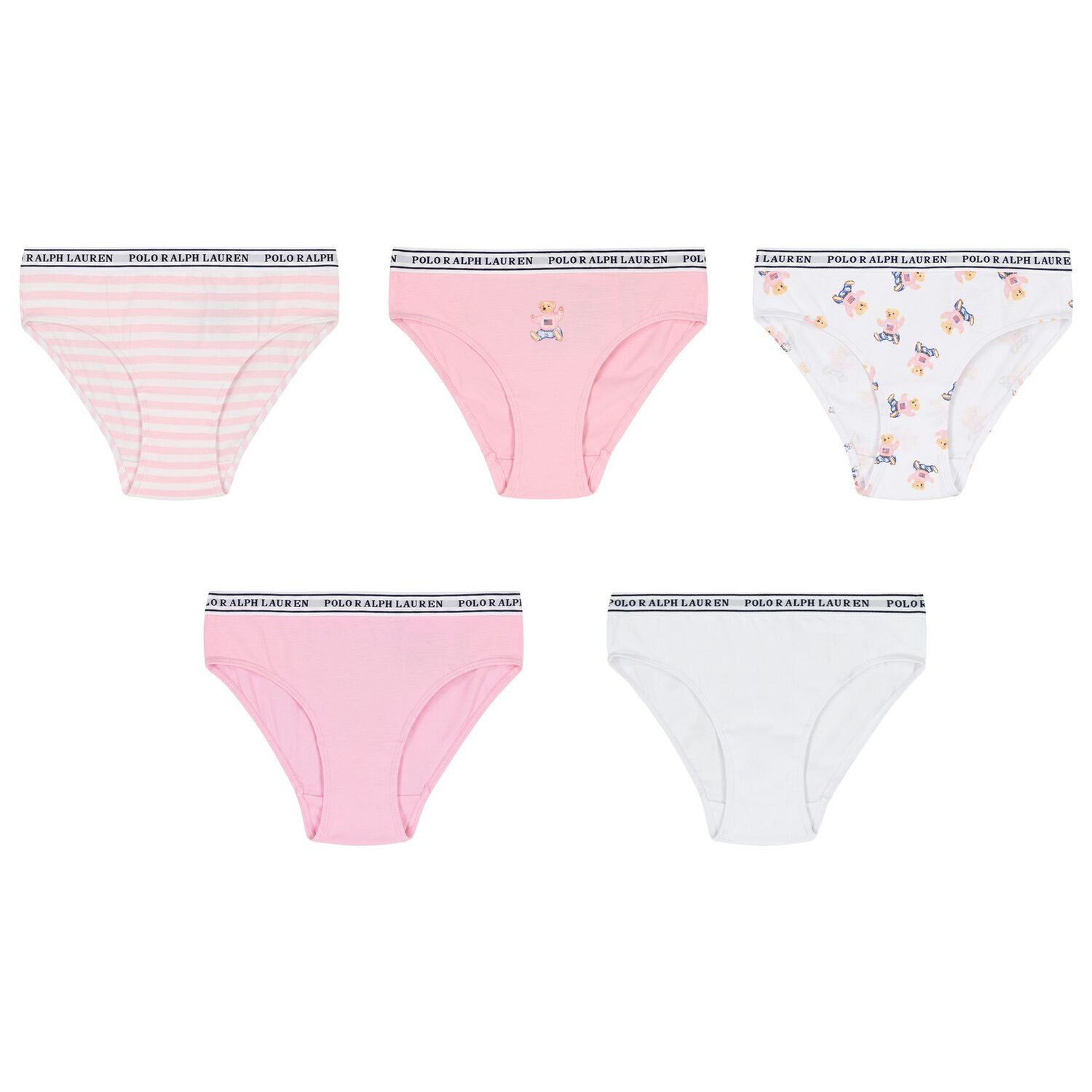 Girls White & Pink Bikini Brief ( 5-Pack ), 1, hi-res