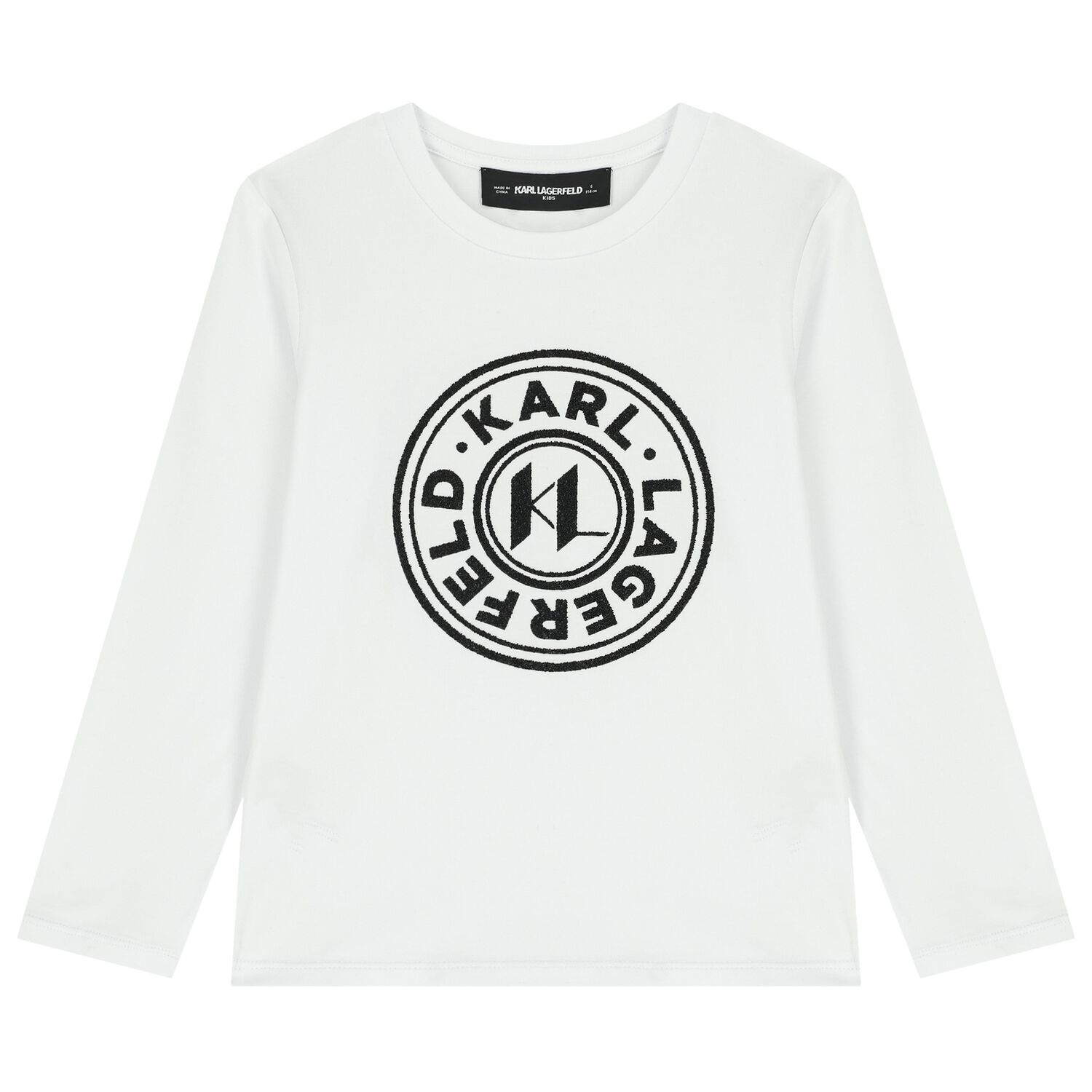 Girls White Logo Long Sleeve Top, 2, hi-res