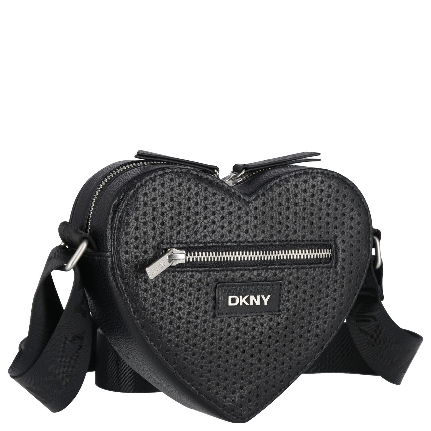 Girls Black Heart Logo Leather Bag, 1, hi-res