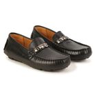 Boys Black Logo Moccasins, 1, hi-res