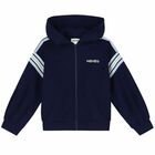 Girls Navy Logo Zip Up Top, 1, hi-res