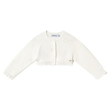 Younger Girls Ivory Knitted Cardigan
