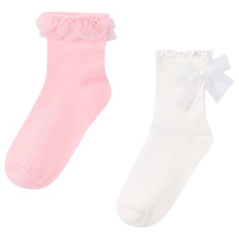 Girls Pink & White Socks ( 2-Pack ) 