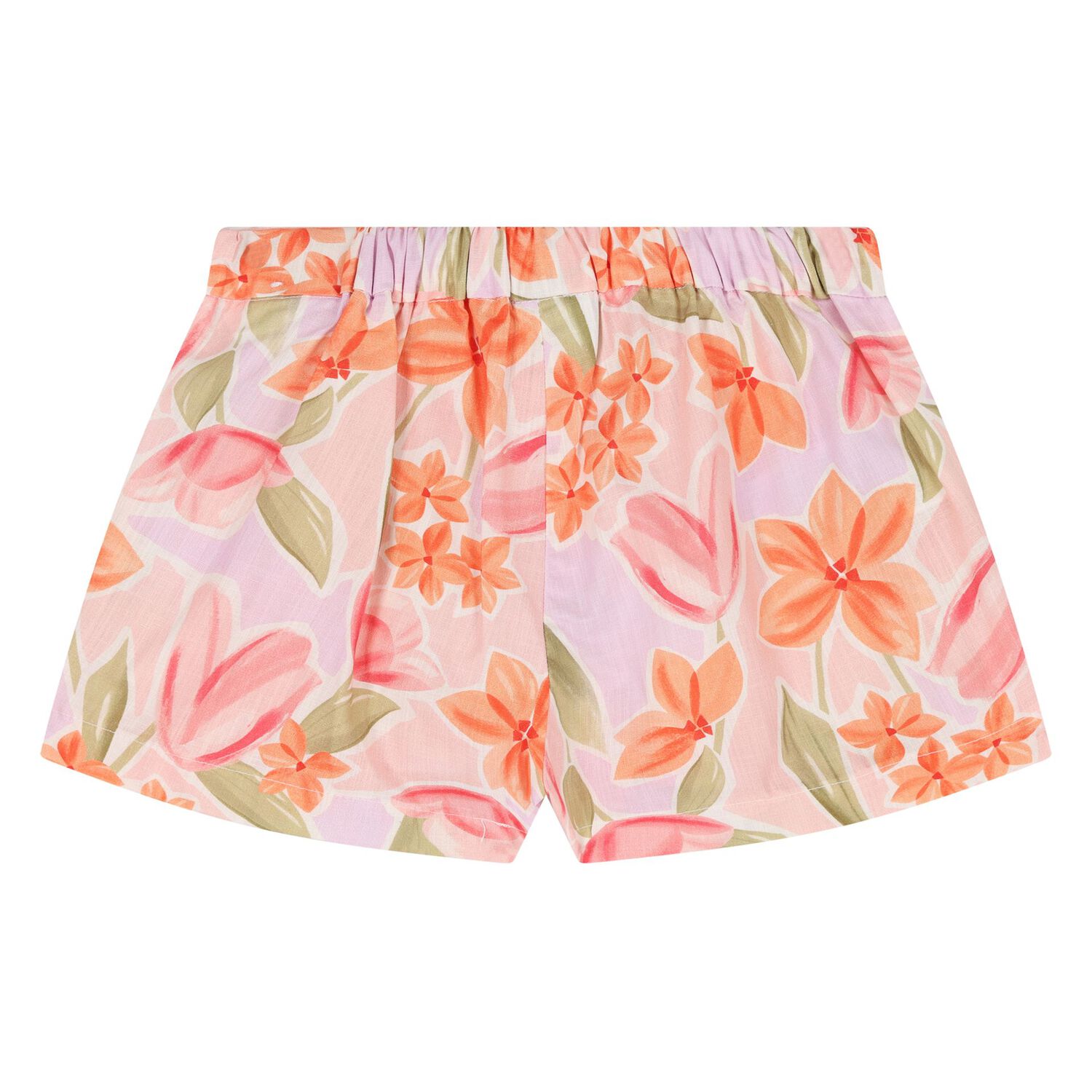 Younger Girls Ivory & Lilac Floral Shorts Set, 1, hi-res
