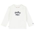 Baby Girls White & Blue Dungaree Set, 1, hi-res