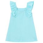 Girls Aqua Ruffled Dress, 1, hi-res